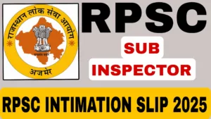 RPSC INTIMATION SLIP 2025